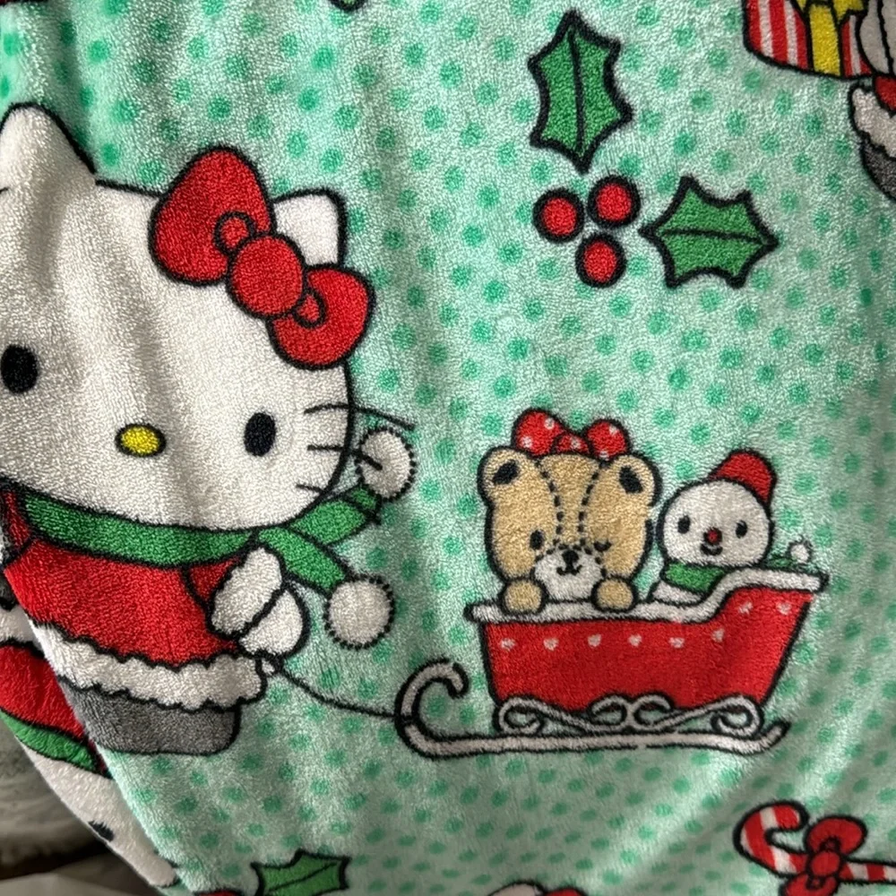 Hello Kitty Christmas Blanket 60x70 Teddy Bear Santa Holiday Throw NWT Soft Plus